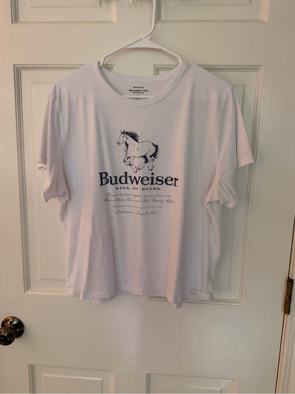 Abercrombie & Fitch White Tee with Navy Horse Graphic - Picture 1 of 3